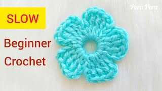 How To Crochet A Simple Flower I Step by Step Crochet Flower Tutorial For Beginners [upl. by Scotty874]