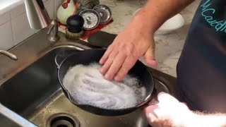 How To CLEAN A Cast Iron Skillet With SALT [upl. by Anneliese]