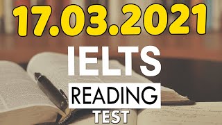 IELTS READING PRACTICE TEST WITH ANSWERS 2021  17032021 [upl. by Daisi]