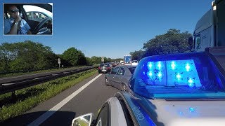 Einsatzfahrt der Autobahnpolizei  durch Rettungsgasse zum Unfall  Polizei kommentiert  POV GoPro [upl. by Ahsiuqet]