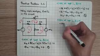 Practice Problem 36 Fundamental of Electric Circuits AlexanderSadiku 5th Edition  Mesh Analysis [upl. by Ellenhoj544]