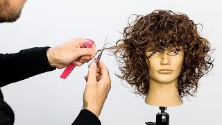 Curly Layered Haircut Tutorial  Full Step By Step [upl. by Elvia331]