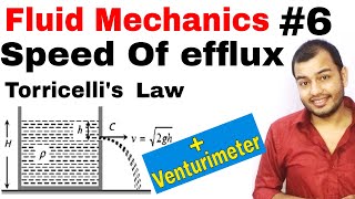 Fluid 06  Applicaion of Bernoullis Principle Venturimeter amp Speed of efflux Torricellis Theorem [upl. by Esli]