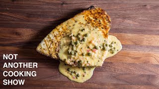 GRILLED SWORDFISH WITH LIME CAPER BUTTER SAUCE  GRILLIN WHILE CHILLIN [upl. by Fowkes]