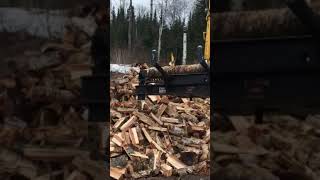 Firewood Processor  HWP120 Mounted on a Large Excavator [upl. by Aneert]