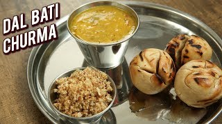 Rajasthani Dal Bati Recipe  How To Make Dal Baati Churma  Main Course Recipe  Varun [upl. by Bravin447]