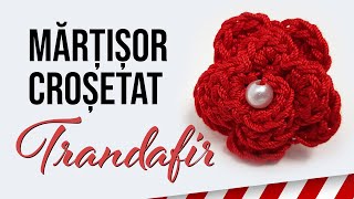 Trandafir mic crosetat floare decorativa martisor crosetat floare tutorial [upl. by Ybrek]