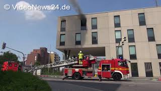 02062017  VN24  Feuer in Lüner Polizeiinspektion 3  Raum im 3OG brannte vollständig aus [upl. by Ringo]