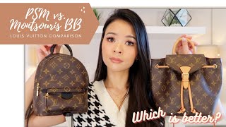 LOUIS VUITTON PALM SPRINGS MINI PSM VS MONTSOURIS BB COMPARISON PROS amp CONS  Irene Simply [upl. by Ycam]