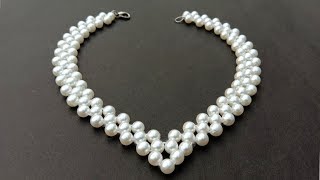 How To Make A Pearl Necklace At Home useful amp easy [upl. by Jed430]