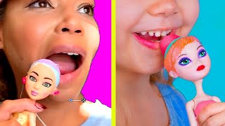 Mom Tries Never Too Old For Dolls DIY Doll Makeup Ideas Family Vlog [upl. by Edward]