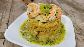 How to make Mofongo con Camarones al Ajillo Mofongo w Garlic Shrimp [upl. by Essej]