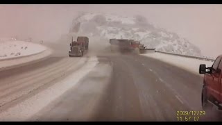 CRASH Semi forces snow plow in Utah off the road down a 300 foot embankment [upl. by Eirena491]