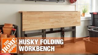 Husky Folding Workbench  Garage Storage Ideas [upl. by Noyk]