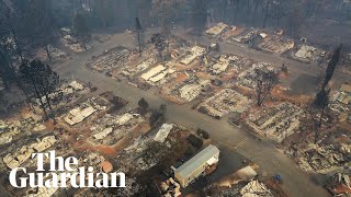 Aerial footage shows aftermath of Californias deadliest wildfire [upl. by Ahsrop513]