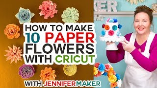 How to Make Paper Flowers in Cricut Design Space  All 10 Flowers [upl. by Gabrila152]