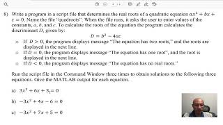 MATLAB  Quadratic Formula [upl. by Naujd580]