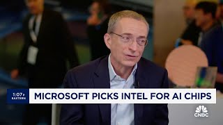 Intel CEO discusses Microsoft partnership for AI chips [upl. by Debo]