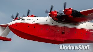 Martin Mars  Water Bombing Demo And Flybys  EAA AirVenture Oshkosh 2016 [upl. by Rather]