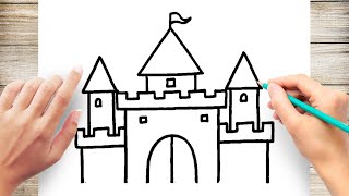 How to Draw Castle Easy Castle [upl. by Arbmat629]