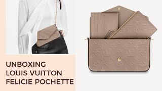 UNBOXING LOUIS VUITTON FÉLICIE POCHETTE PLUS MOD SHOTS [upl. by Hibbert]