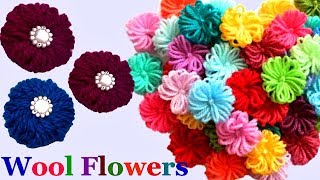 How to make Easy Woolen Flowers step by step  Handmade woolen thread flower making idea  diy [upl. by Fitzpatrick824]