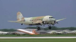 DC3 amp C47 Mass Arrival  EAA Airventure 2010 [upl. by Web]