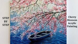 Cherry Blossom STEP by STEP Acrylic Painting ColorByFeliks [upl. by Spohr]