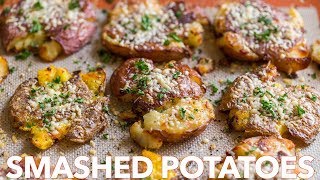 Crispy SMASHED POTATOES  Easy Side Dish [upl. by Tsugua]