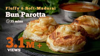 Bun Parotta Recipe  Madurai Bun Parotta  Most Famous Street Food  Parotta Recipes  Cookd [upl. by Eelirem]