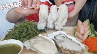 ASMR GIANT OYSTERS  FRESH SEAGRAPES  SEAFOOD SAUCE EATING SOUNDS NO TALKING  SASASMR [upl. by Kimber]