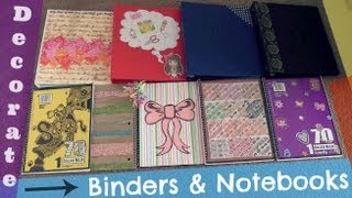 DECORATE BINDERS amp NOTEBOOKS  Back To School How To  SoCraftastic [upl. by Saphra]