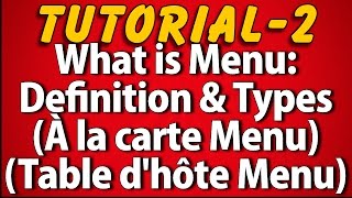 What is Menu Definition amp Types Tutorial 2 [upl. by Hamo]