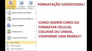 Como inserir cores nas células do Excel automático  Formatação Condicional [upl. by Nellaf944]