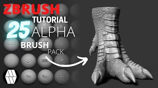 ZBRUSH Tutorial  25 Alpha Brush Pack Demonstration [upl. by Alistair]