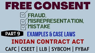 Fraud  Misrepresentation  Mistake  Free Consent  Indian Contract Act  Caselaws  Example [upl. by Leandre]