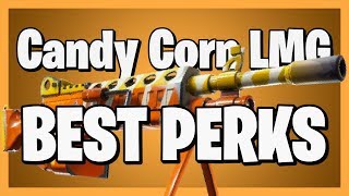 The BEST PERKS for the Candy Corn LMG in Fortnite Save the World [upl. by Llenyl481]