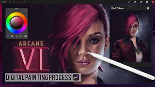 VI Arcane Hailee Steinfeld  Digital Art Painting Process Procreate Timelapse [upl. by Noyk]