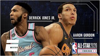 2020 NBA Slam Dunk Contest Highlights  Aaron Gordon dunks over Tacko Fall Derrick Jones Jr wins [upl. by Teuton]