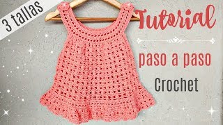 APRENDE A TEJER VESTIDO CROCHET PARA BEBÉS EN 3 TALLAS [upl. by Nameerf]