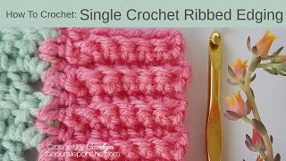 How To Crochet Single Crochet Ribbed Edging [upl. by Nileek]