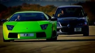 Evo vs Lamborghini Part 1  Top Gear  BBC [upl. by Kellsie]