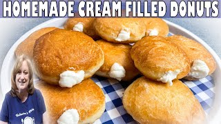 Homemade CREAM FILLED DONUTS Recipe  How to Make DONUTS  Best Cream Filling [upl. by Kissiah719]