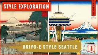 SEATTLE Poster in UKIYOE “Japanese Woodblock” Style  Process [upl. by Irot894]