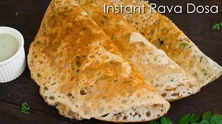 Instant Rava Dosa  Crispy Sooji Dosa  Quick Breakfast Recipe  The Terrace Kitchen [upl. by Nerol]