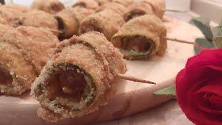 Involtini di zucchine ripieni  جربو الكوسة بطريقة جديدة ولذيذة  Stuffed zucchini rolls recipe [upl. by Letrice]