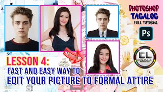 How to Edit your Photo to Formal Attire  Tagalog Photoshop Tutorial [upl. by Auhesoj]