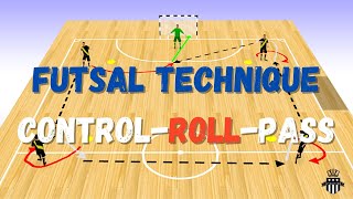 Futsal Technique Training Drill  Control  Roll  Pass [upl. by Eerej]