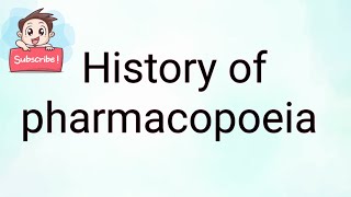 History of pharmacopoeia [upl. by Airretal]