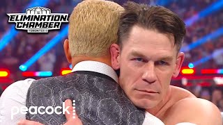 John Cena The Rock Attack Cody Rhodes  Elimination Chamber 2025  WWE Highlights  Peacock [upl. by Joyce]